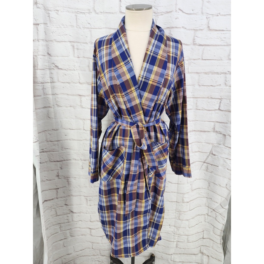 Vintage Botany 500 Plaid Robe Belted Patch Pockets Retro 50s Heritage Men Medium